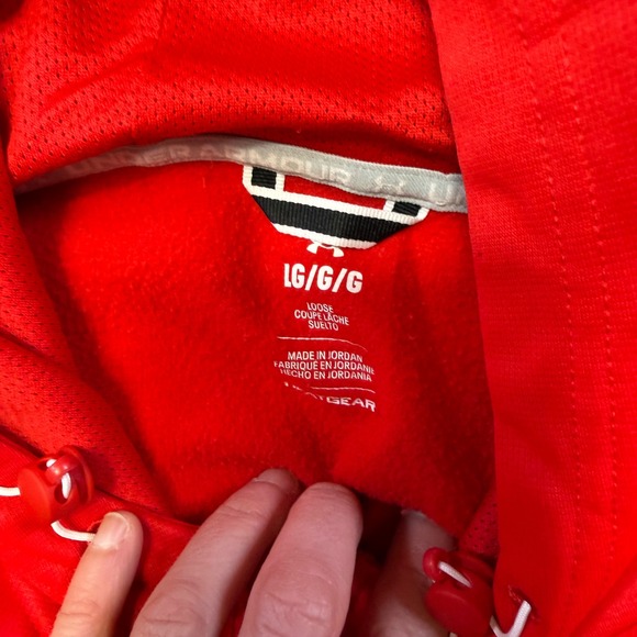 Under‎ Armour Red HeatGear Quarter Zip Hoodie Athletic Pullover LG Cropped - Picture 4 of 7